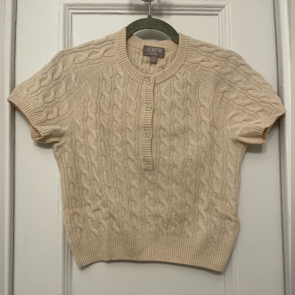 J. CREW Cashmere Cable-knit Henley T-shirt